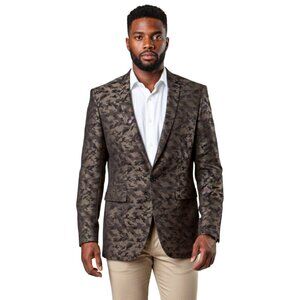 Mens Slim Fit Blazer Jacket Tinted Camouflage, Brown